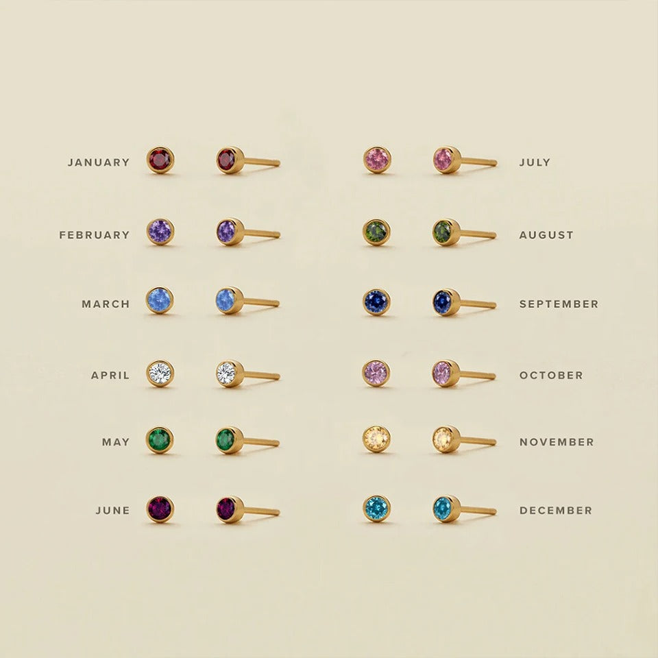 Birthstone Stud Earrings – Personalized Gold & Silver Crystal Earrings