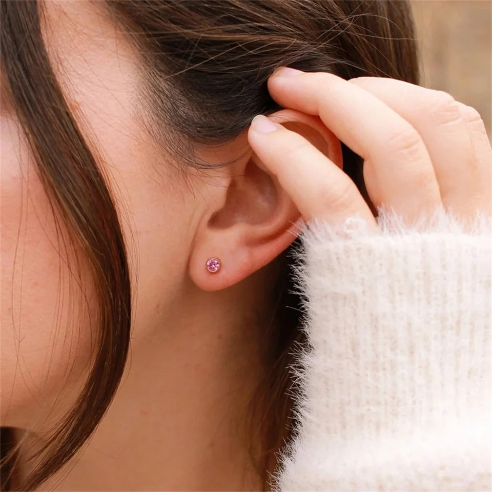 Birthstone Stud Earrings – Personalized Gold & Silver Crystal Earrings