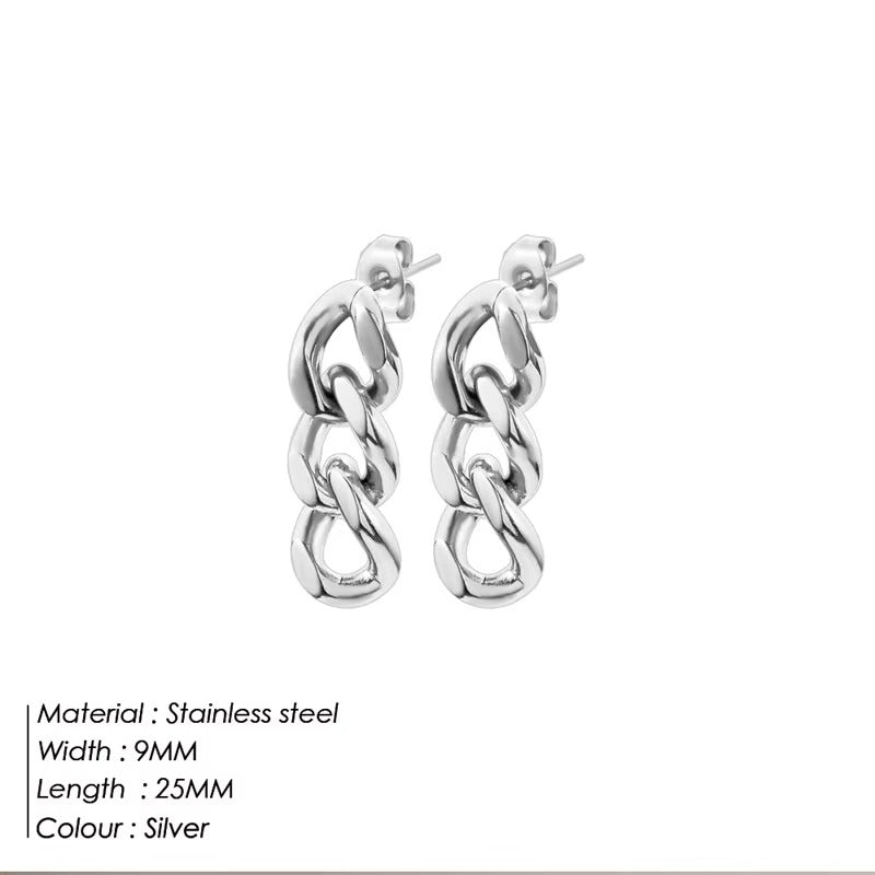 Cuban Link Chain Stud Earrings – Punk Gold & Silver Chain Earrings