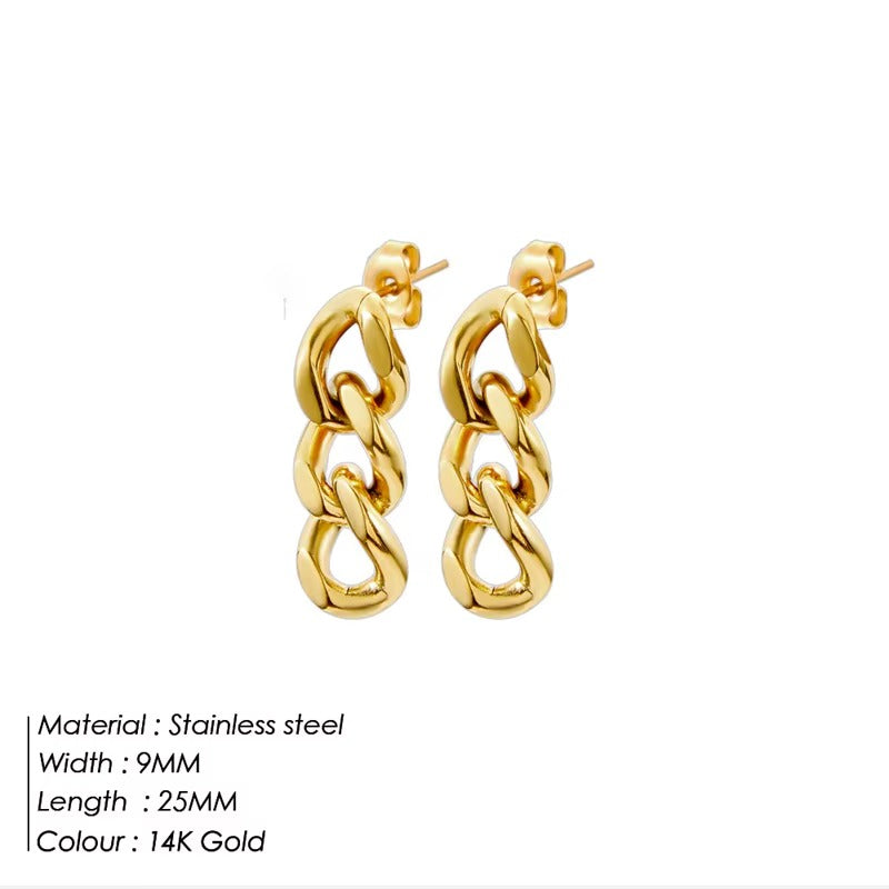 Cuban Link Chain Stud Earrings – Punk Gold & Silver Chain Earrings