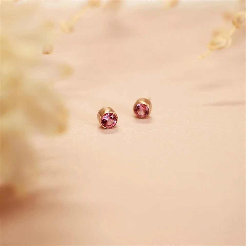 Birthstone Stud Earrings – Personalized Gold & Silver Crystal Earrings