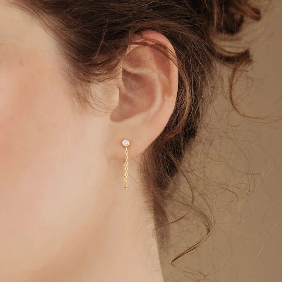 Birthstone & Chain Earrings – Personalized Gold & Silver Earrings