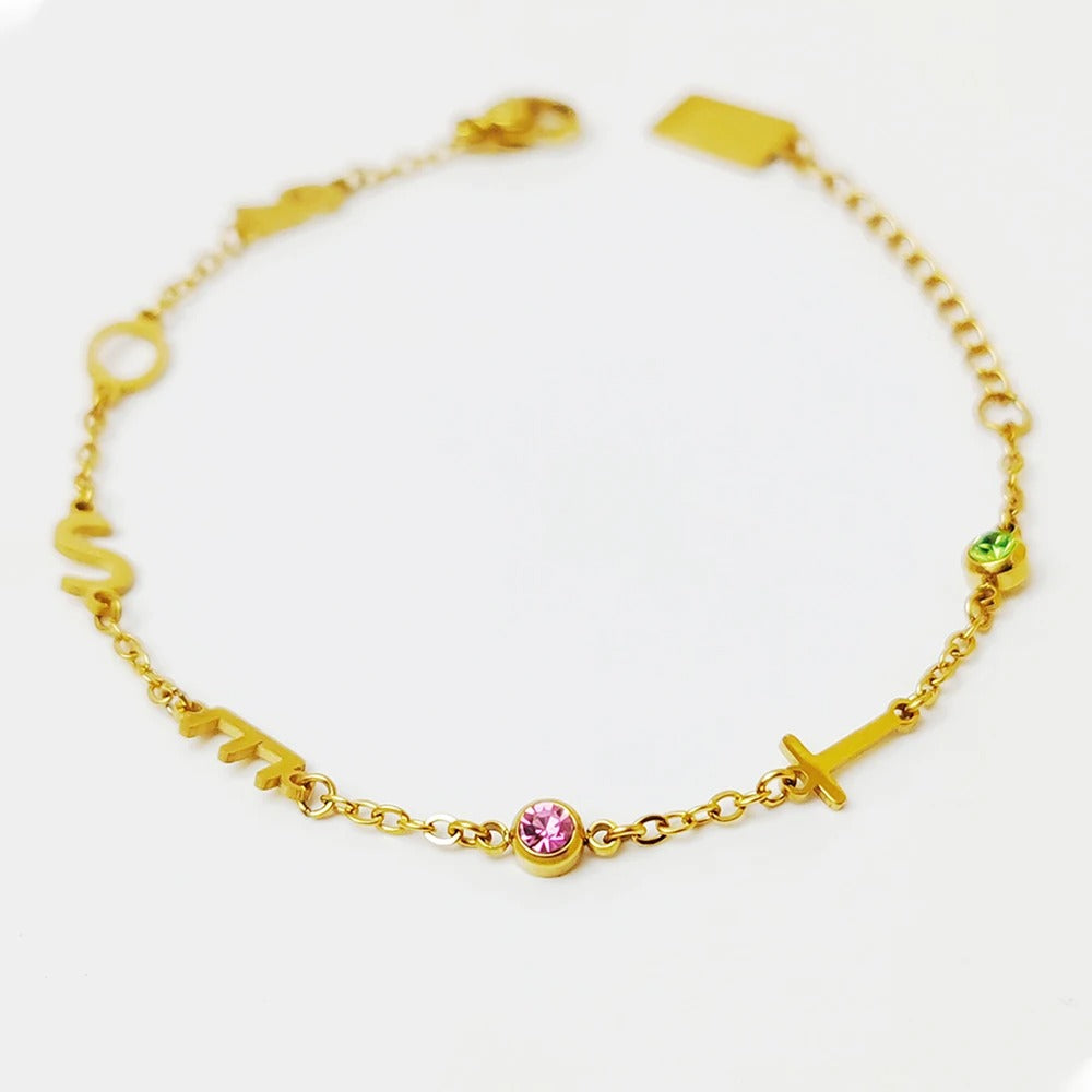 Initial & Birthstone Bracelet – Personalized Gold & Silver Jewelry