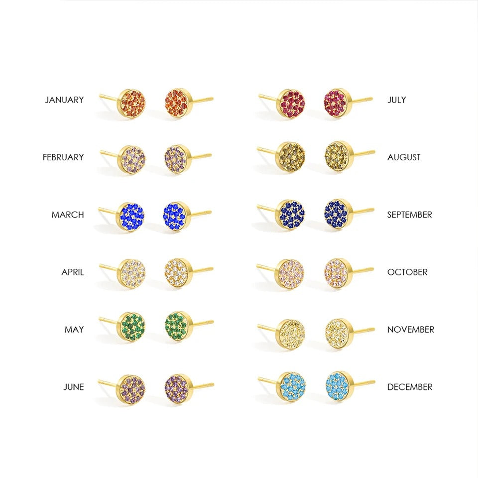Sparkling Birthstone Pierced Earrings - Personalized Jewelry
