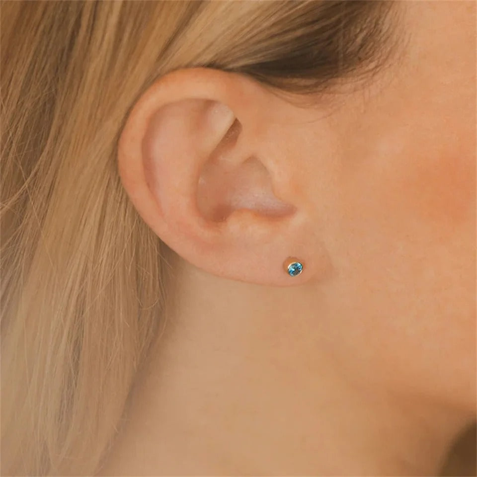 Birthstone Stud Earrings – Personalized Gold & Silver Crystal Earrings
