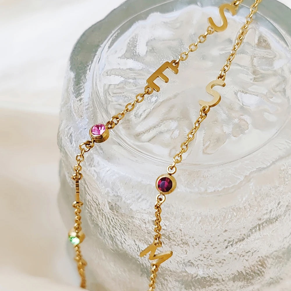 Initial & Birthstone Bracelet – Personalized Gold & Silver Jewelry