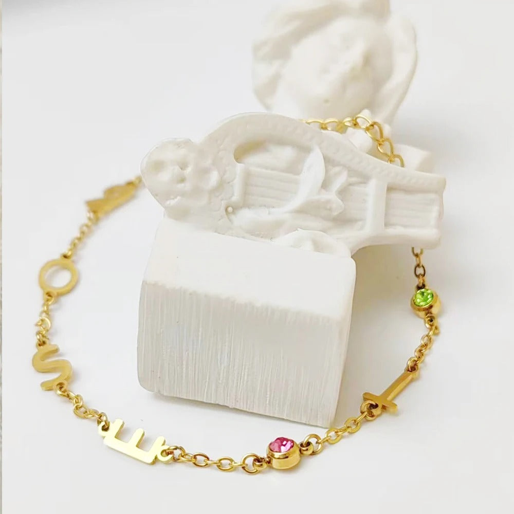 Initial & Birthstone Bracelet – Personalized Gold & Silver Jewelry
