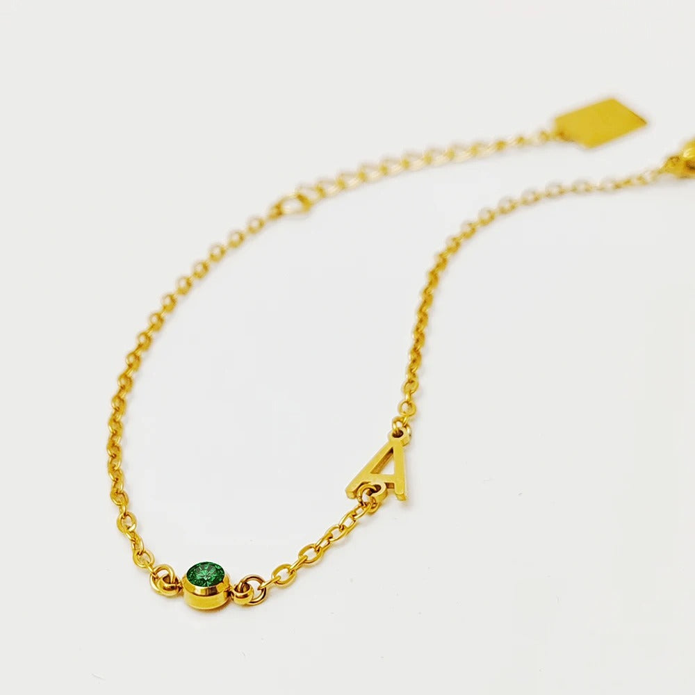 Initial & Birthstone Bracelet – Personalized Gold & Silver Jewelry