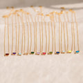 Personalized Birthstone Necklace: Silver & Gold Cubic Pendant Jewelry