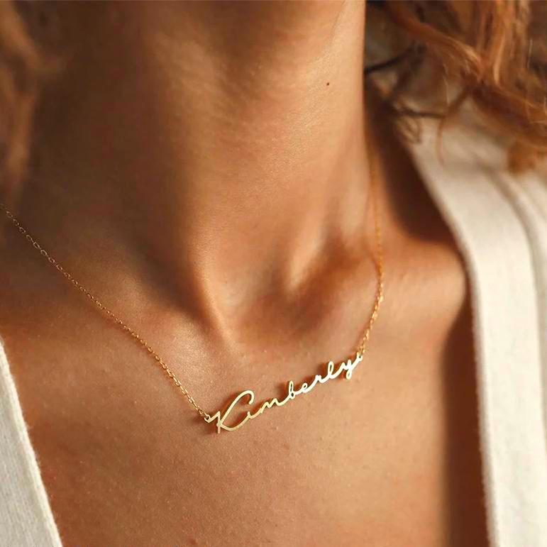 Personalized Name Necklace: 18K Gold or Silver Plated, Custom Women's Gift