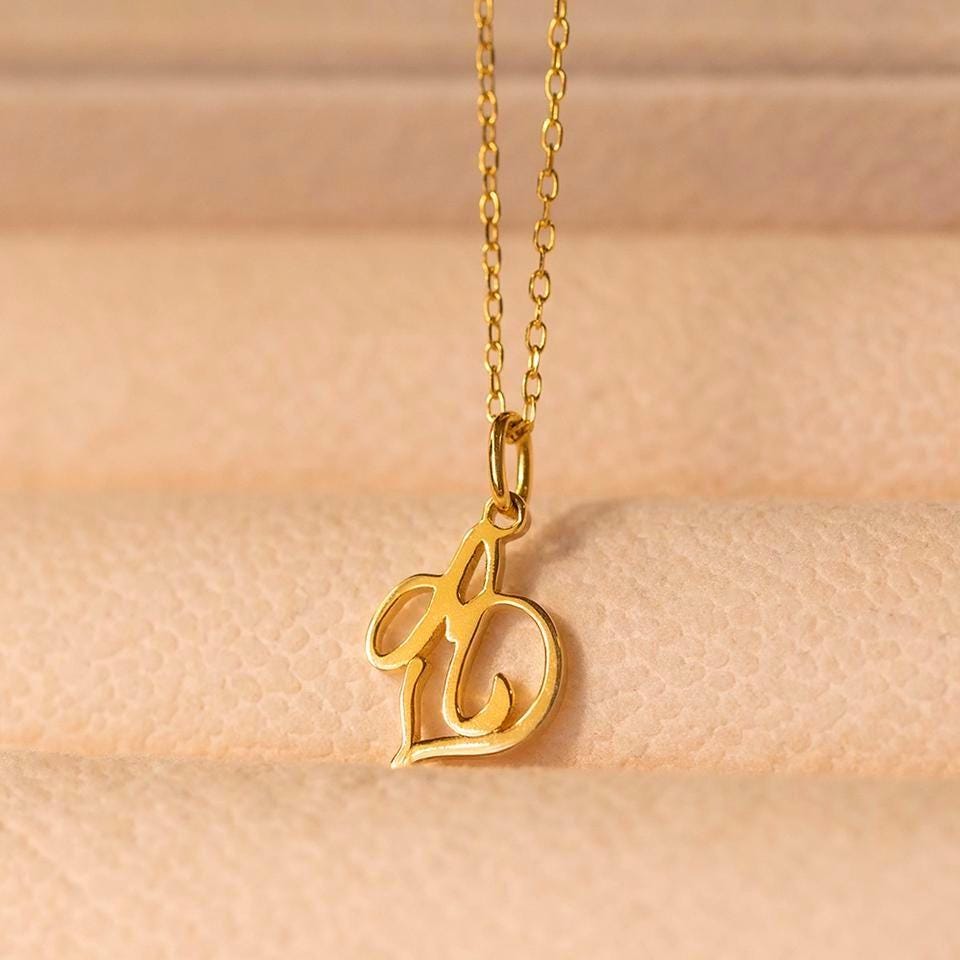 Personalized Initial Heart Necklace: Gold or Silver Minimalist Pendant