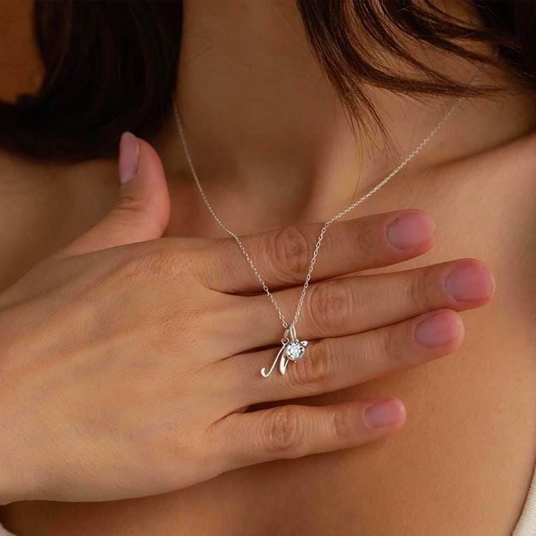 Personalized Initial Heart Necklace: Gold or Silver Crystal Pendant