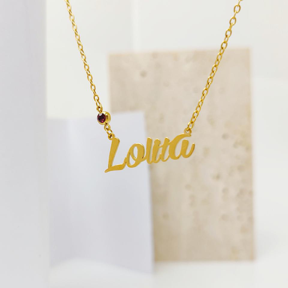 Personalized Birthstone Name Necklace: Silver & Gold Jewelry