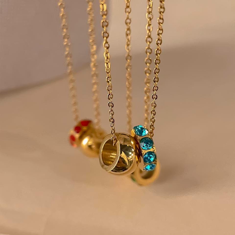 Duo Circle Birthstone Necklace: Personalized Infinity Pendant