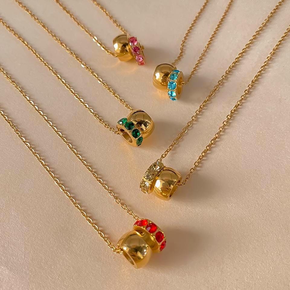 Duo Circle Birthstone Necklace: Personalized Infinity Pendant