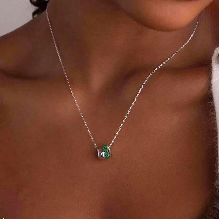 Duo Circle Birthstone Necklace: Personalized Infinity Pendant