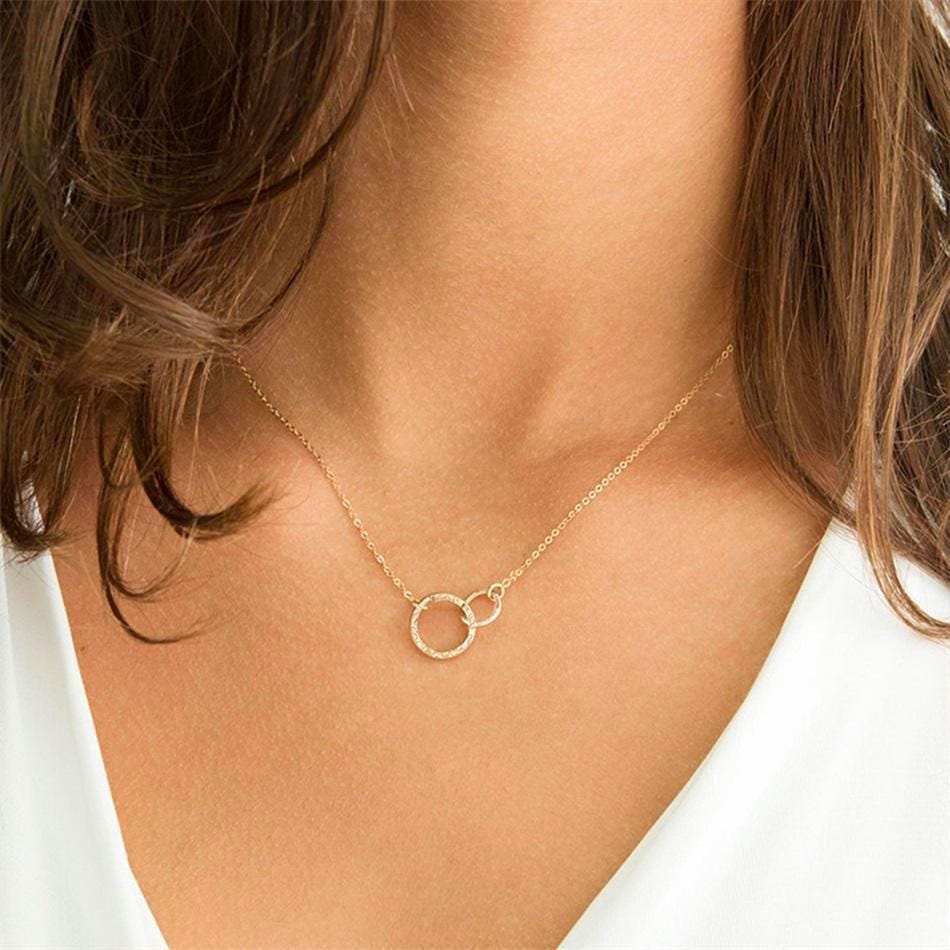 Interlocking Circles Necklace: Mother Daughter or Lovers Gift