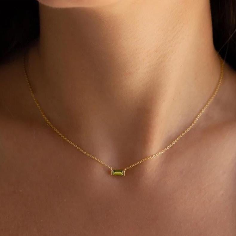 Personalized Birthstone Necklace: Silver & Gold Cubic Pendant Jewelry