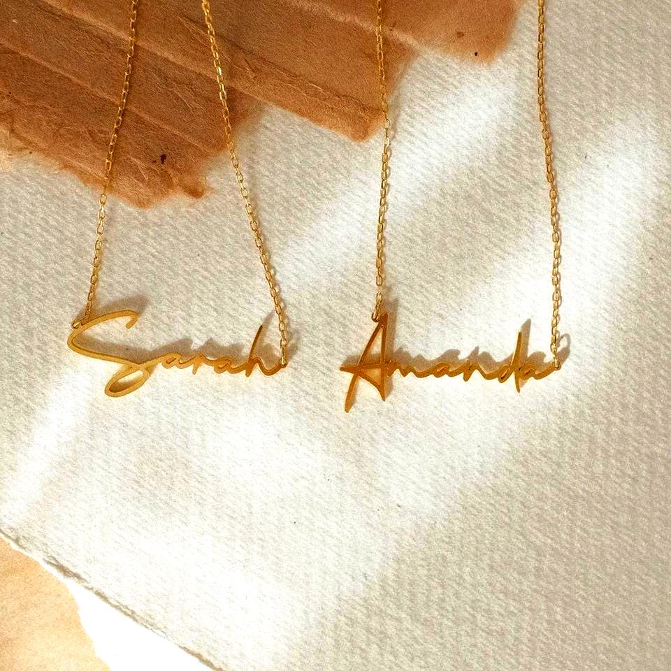 Personalized Name Necklace: 18K Gold or Silver Plated, Custom Women's Gift