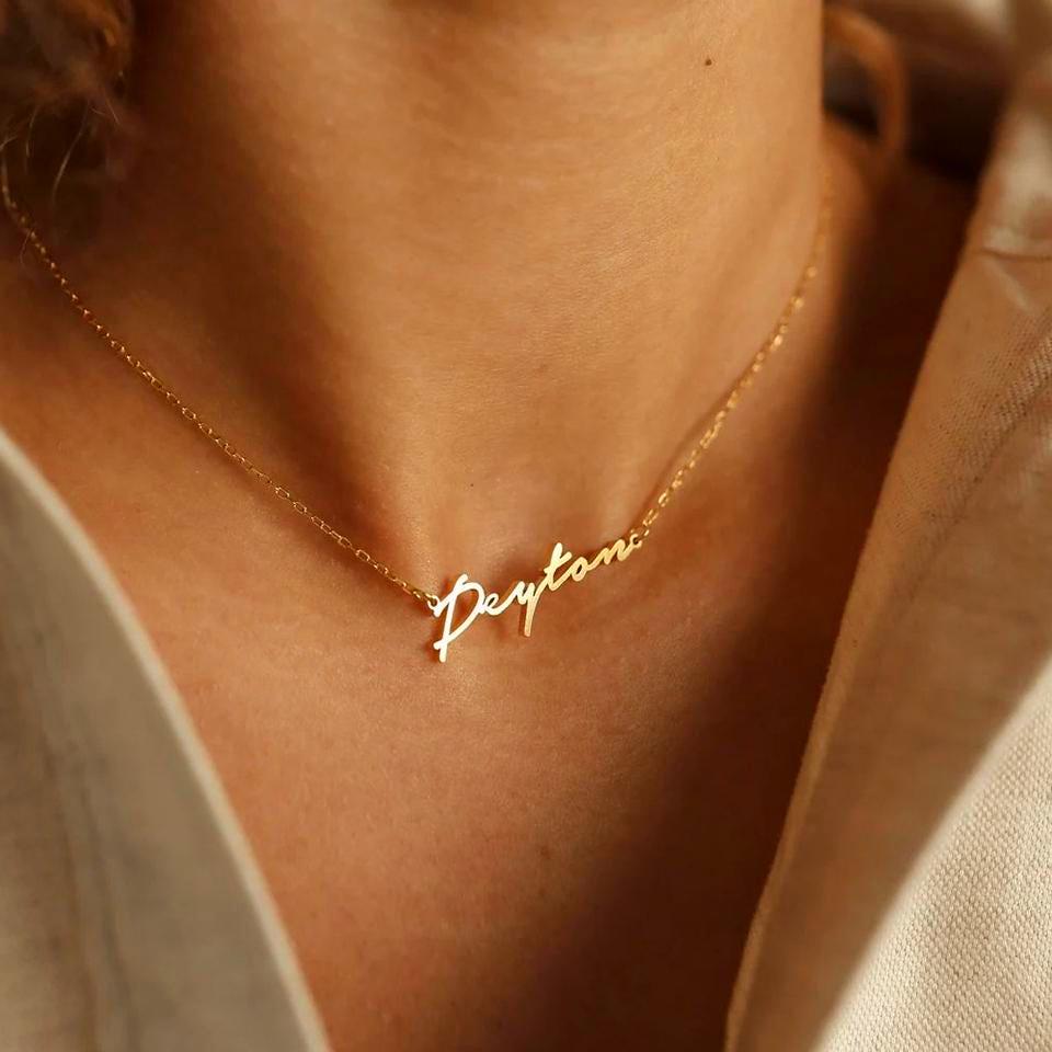 Personalized Name Necklace: 18K Gold or Silver Plated, Custom Women's Gift