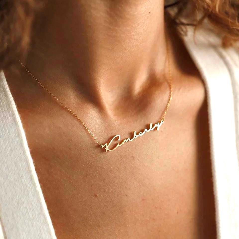 Personalized Name Necklace: 18K Gold or Silver Plated, Custom Women's Gift
