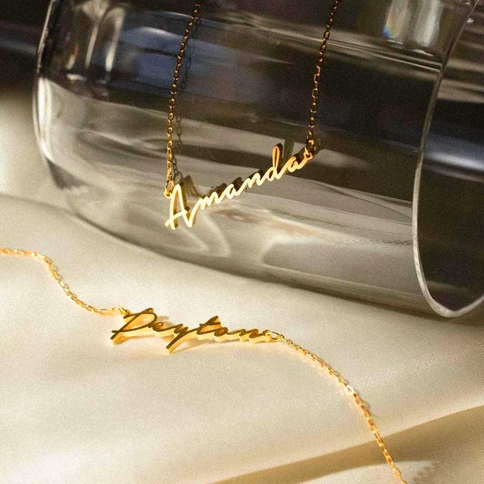 Personalized Name Necklace: 18K Gold or Silver Plated, Custom Women's Gift