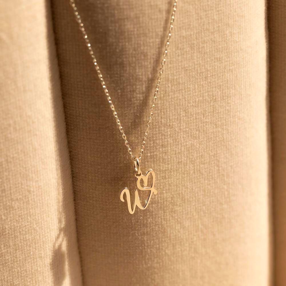 Personalized Initial Heart Necklace: Gold or Silver Minimalist Pendant