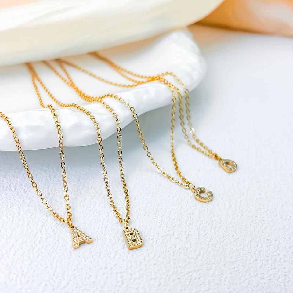 Pave Initial Pendant Necklace: Diamond Letter, Snake Chain, Personalized Jewelry