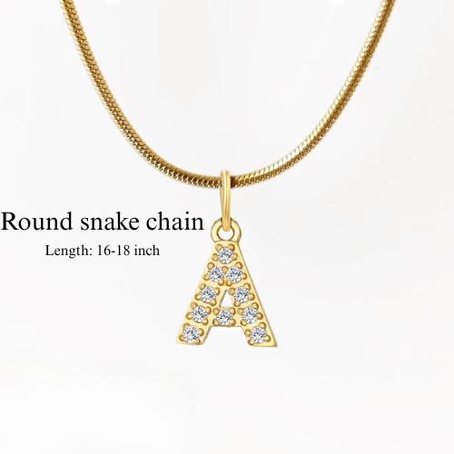 Pave Initial Pendant Necklace: Diamond Letter, Snake Chain, Personalized Jewelry