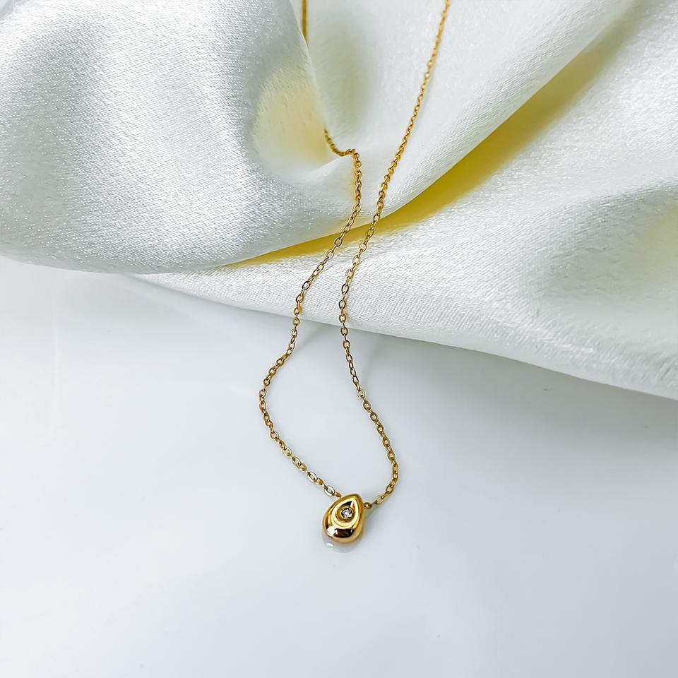 Dainty Teardrop Necklace: Sterling Silver & 18k Gold Plated