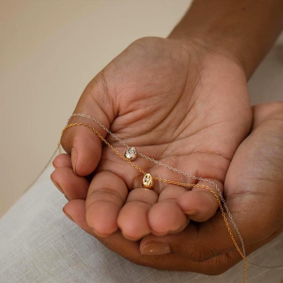 Dainty Teardrop Necklace: Sterling Silver & 18k Gold Plated