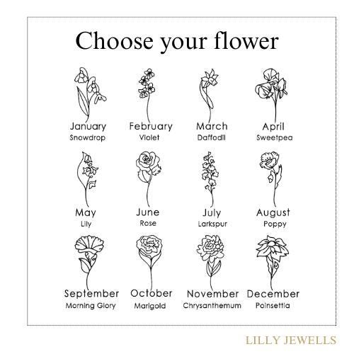 Custom Birth Flower Name Necklace: Personalized Jewelry Gift