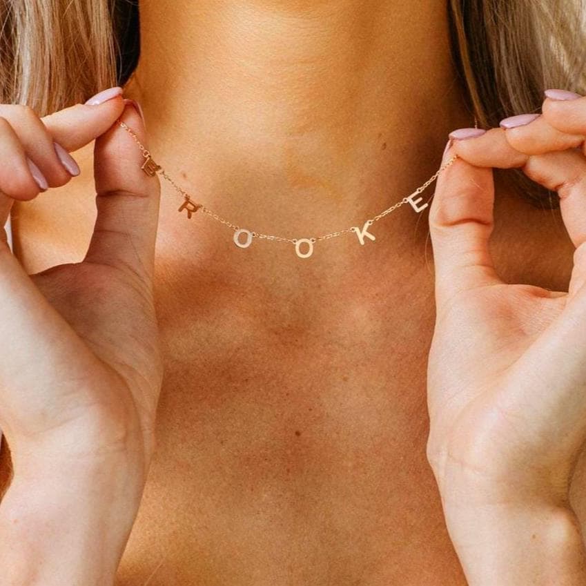 Custom Name Choker Necklace: Personalized 18K Gold or Silver Plated Jewelry