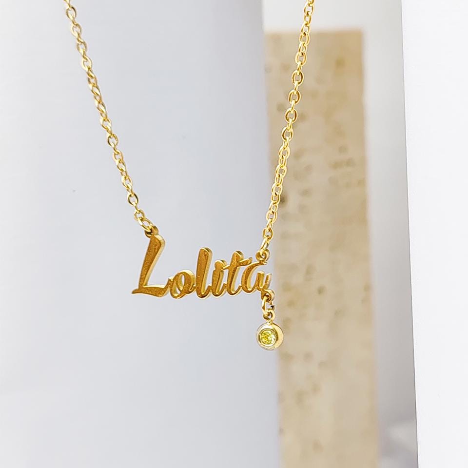 Personalized Birthstone Name Necklace: 18K Gold or Silver Plated, Custom Pendant