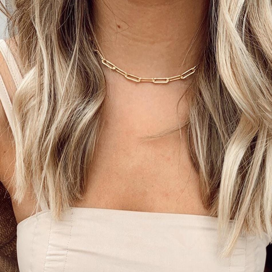Waterproof Paperclip Link Chain, Women Gold Necklace, Elegant Everyday Wear Jewelry • CHNEC1
