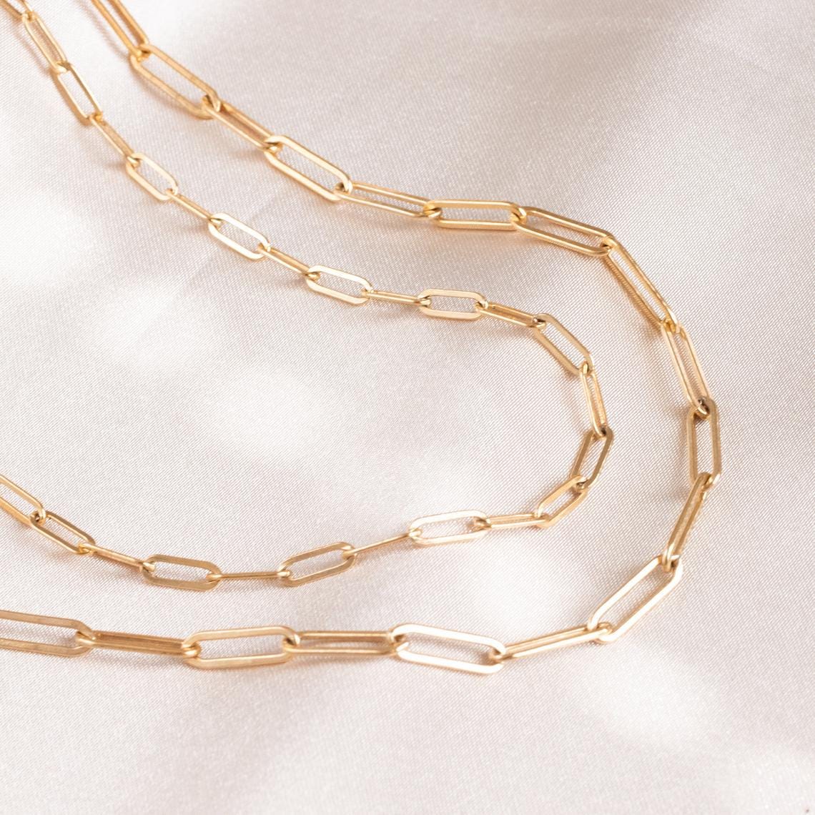 Waterproof Paperclip Link Chain, Women Gold Necklace, Elegant Everyday Wear Jewelry • CHNEC1