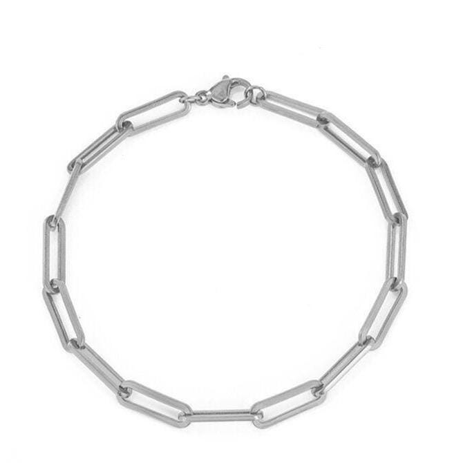 Dainty Paperclip Chain Bracelet: Sterling Silver or Gold Boho Jewelry