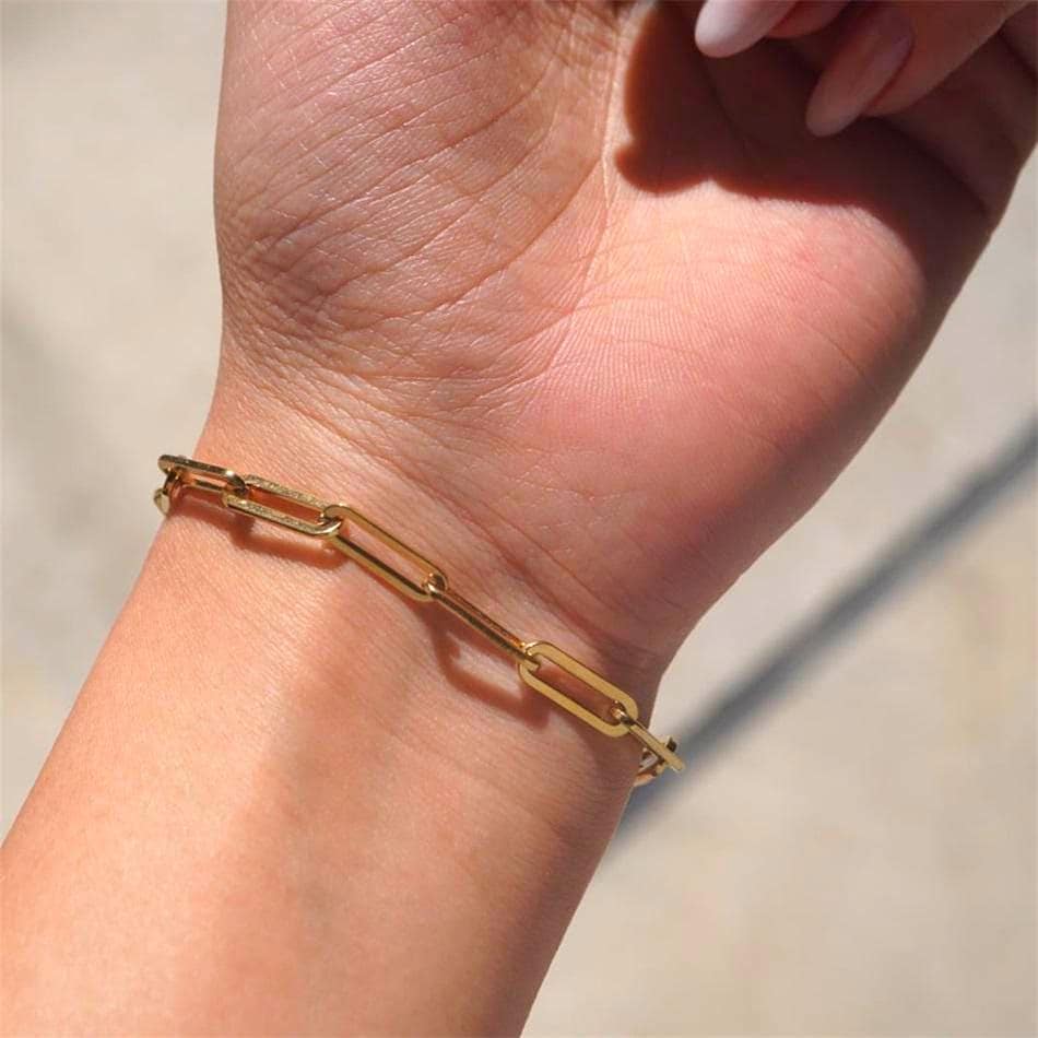Dainty Paperclip Chain Bracelet: Sterling Silver or Gold Boho Jewelry