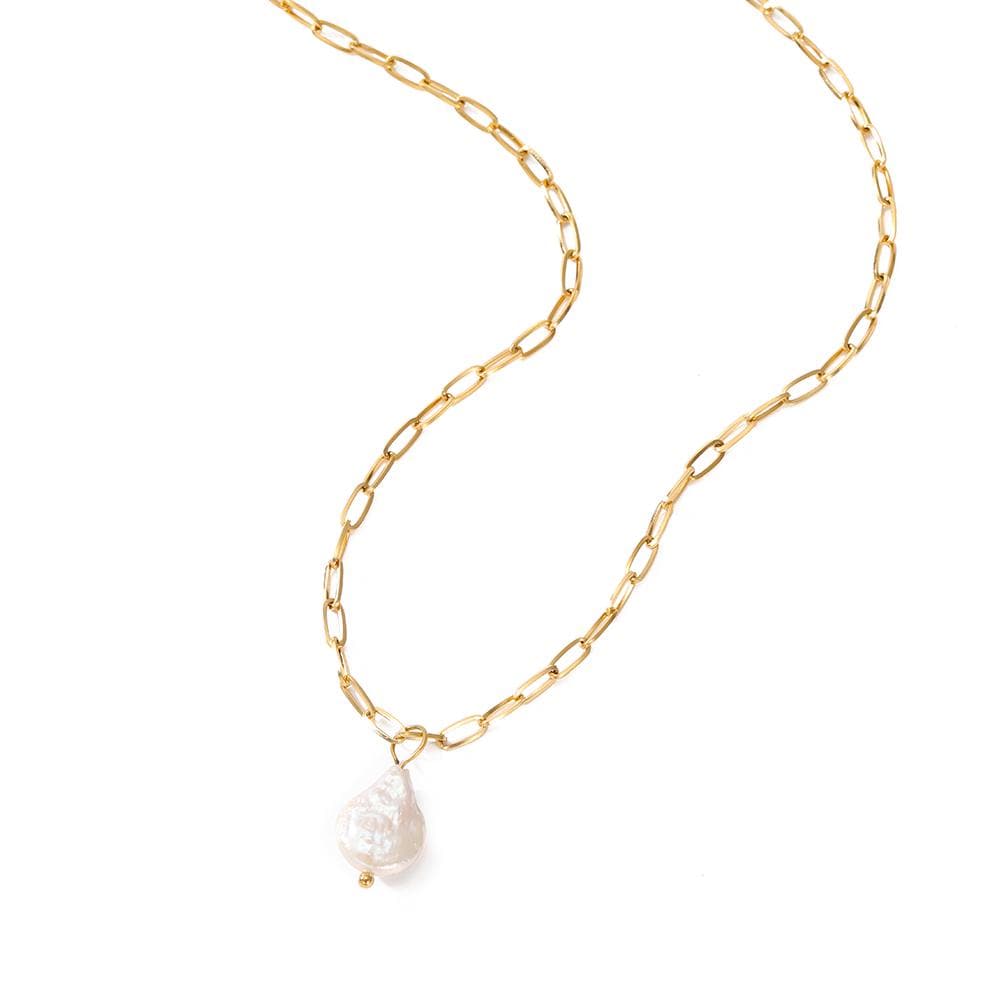 Baroque Pearl Pendant Necklace: Irregular Freshwater Pearl, Layering Chain