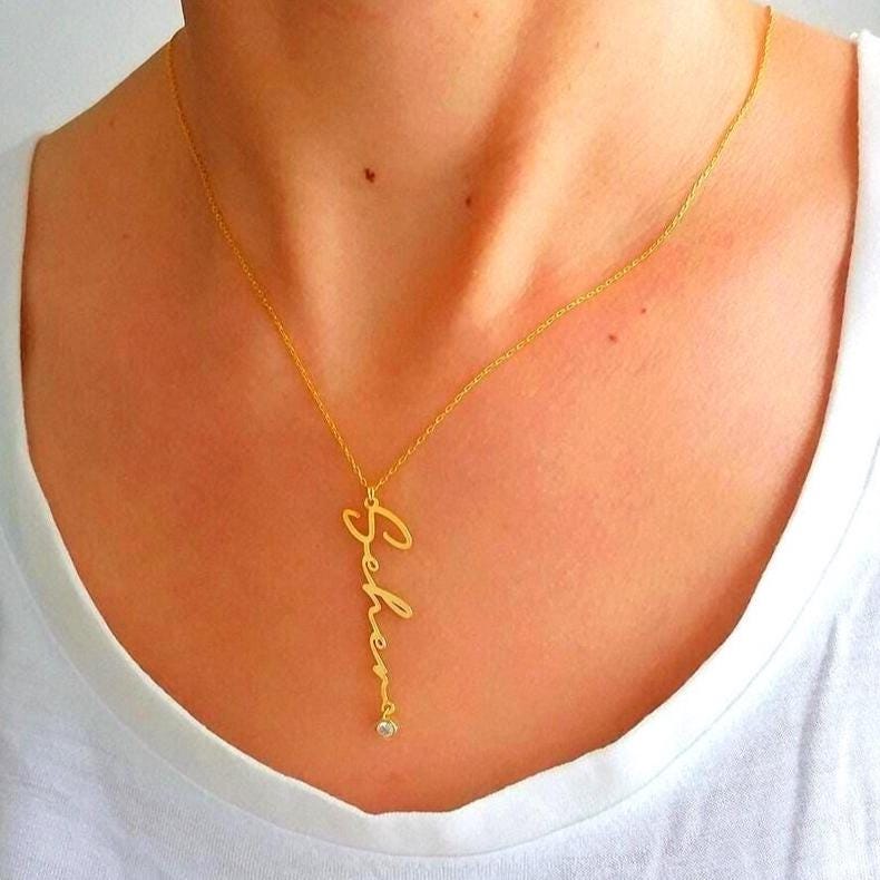 Personalized Birthstone Name Necklace: Women Custom Jewelry