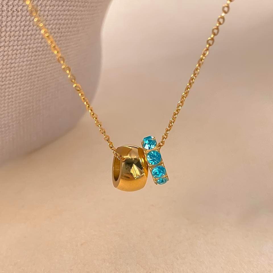 Duo Circle Birthstone Necklace: Personalized Infinity Pendant