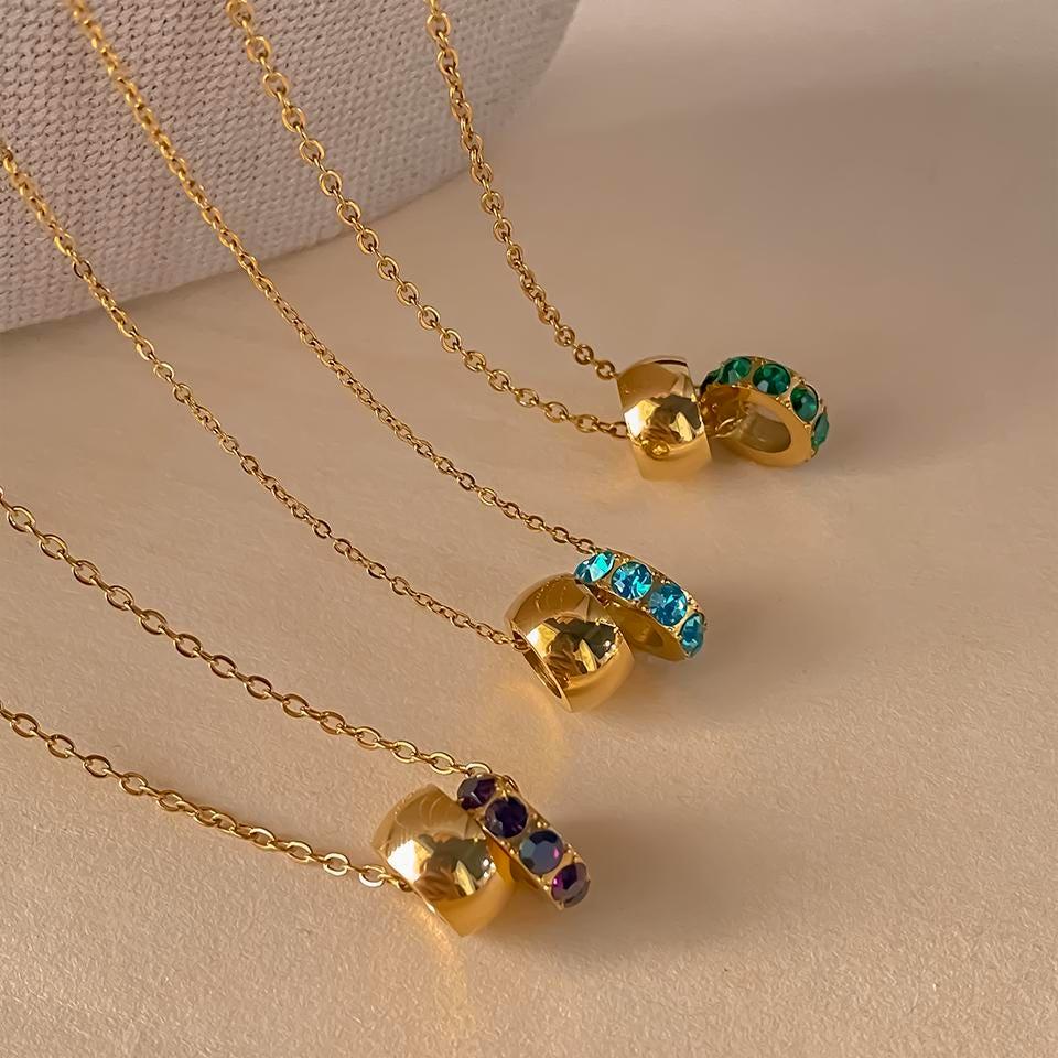 Duo Circle Birthstone Necklace: Personalized Infinity Pendant