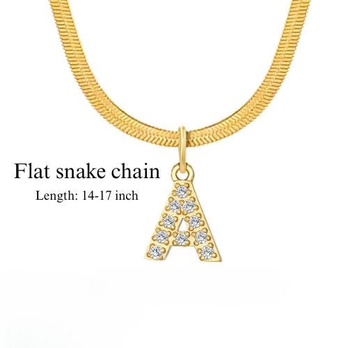 Pave Initial Pendant Necklace: Diamond Letter, Snake Chain, Personalized Jewelry
