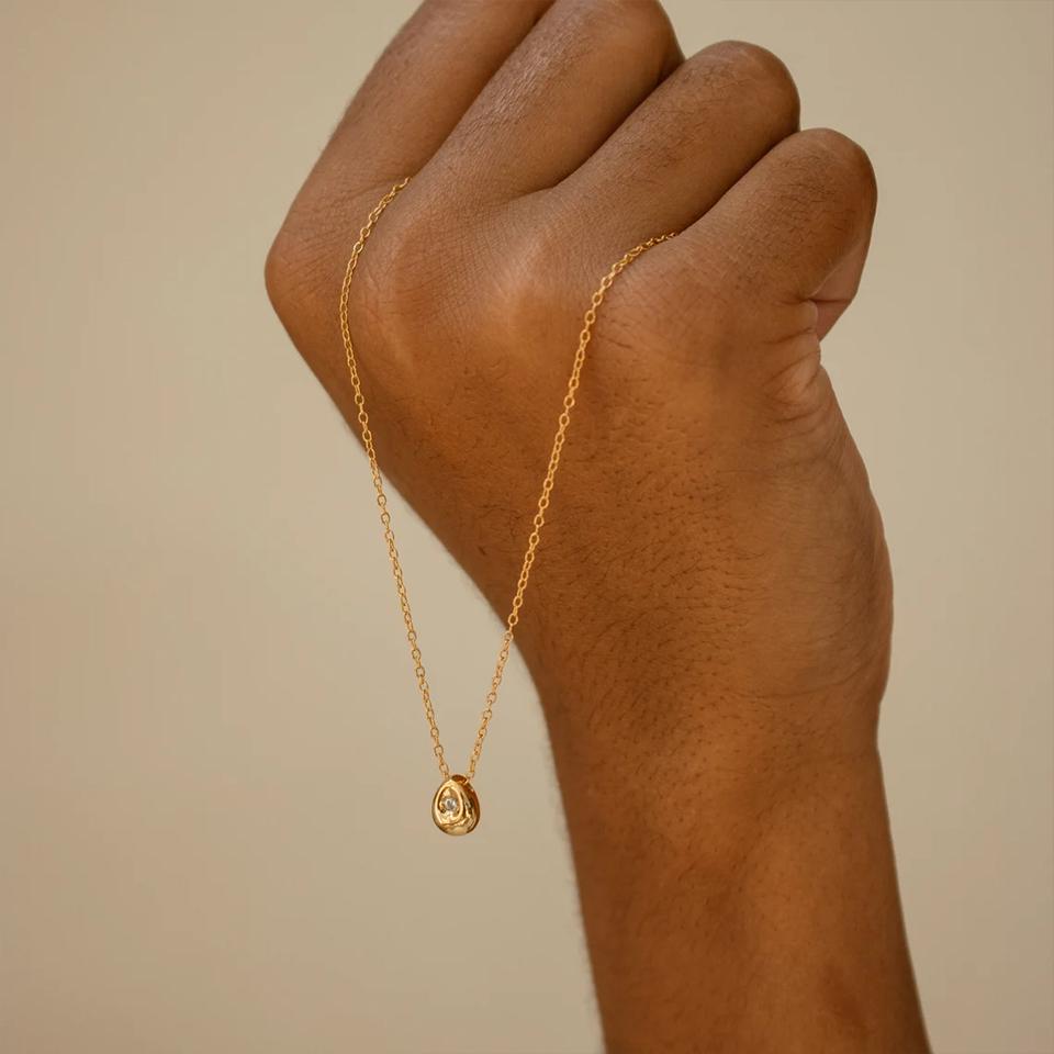 Dainty Teardrop Necklace: Sterling Silver & 18k Gold Plated