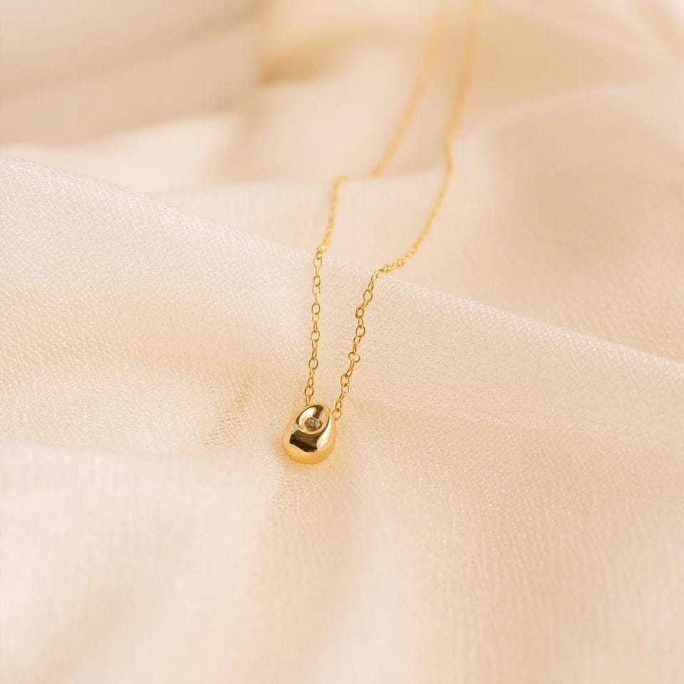 Dainty Teardrop Necklace: Sterling Silver & 18k Gold Plated