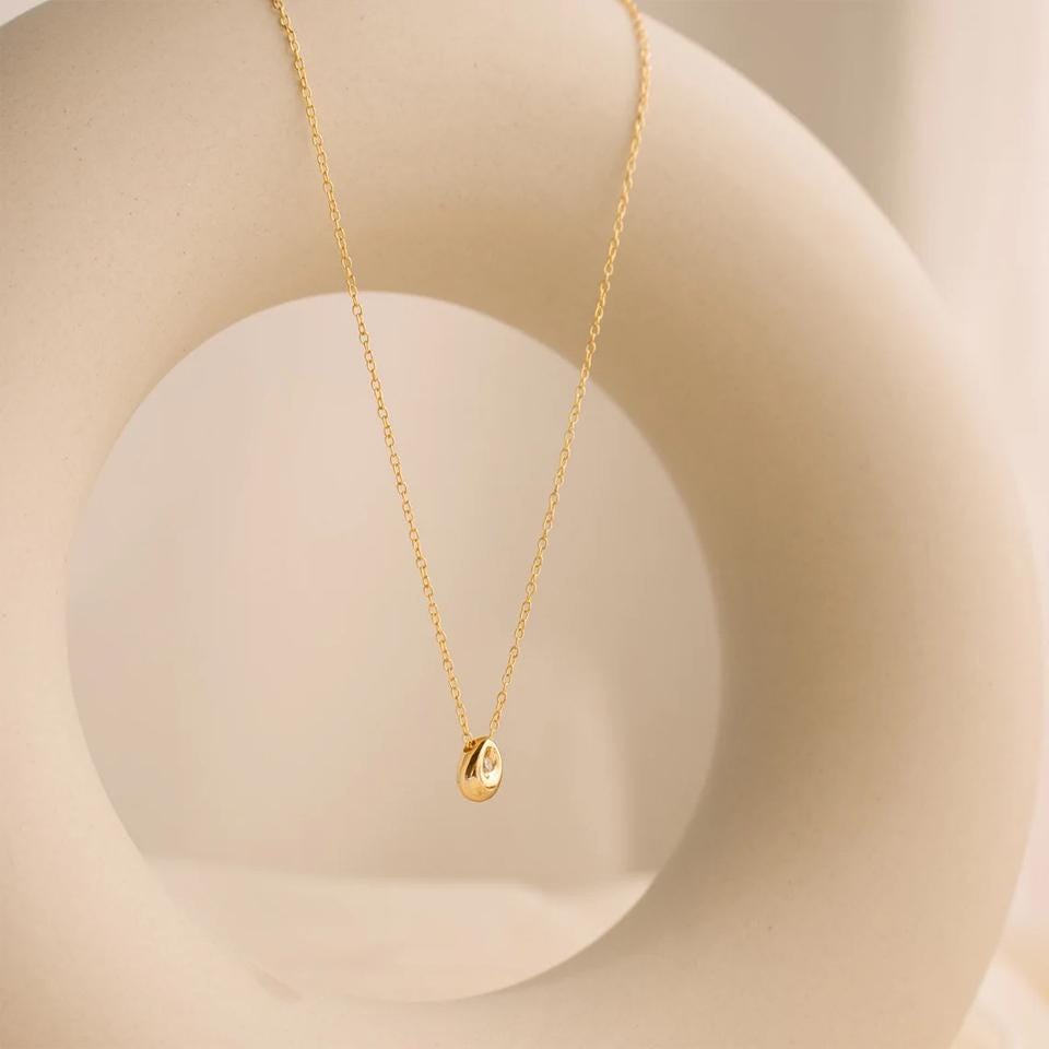 Dainty Teardrop Necklace: Sterling Silver & 18k Gold Plated