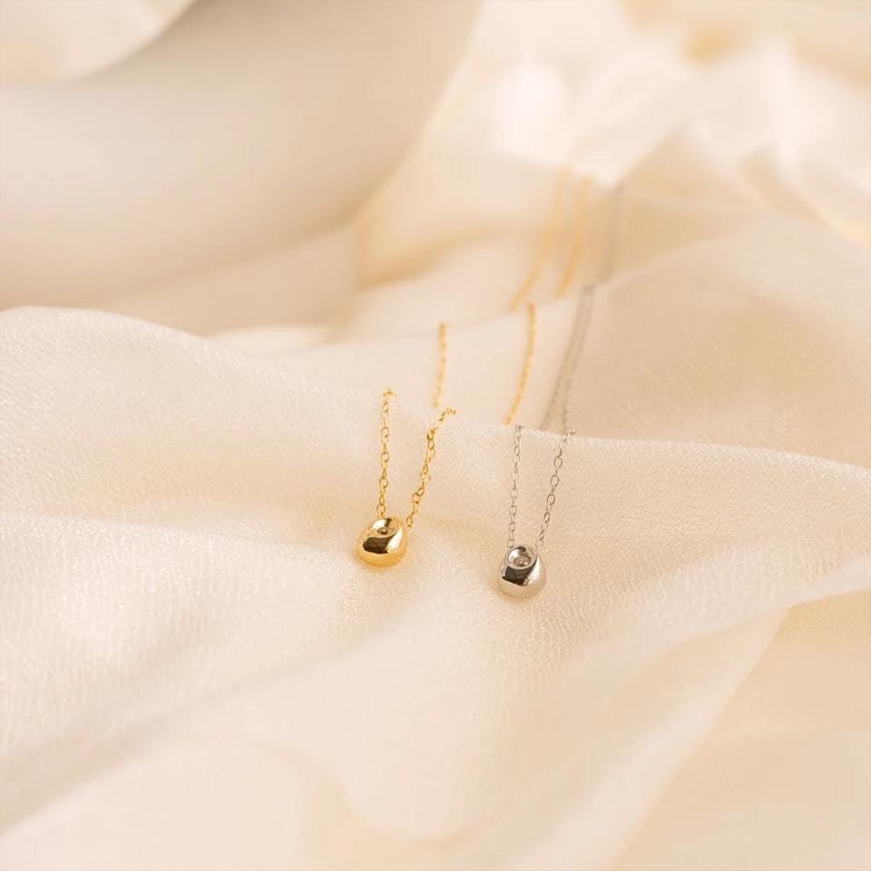 Dainty Teardrop Necklace: Sterling Silver & 18k Gold Plated