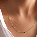 Multiple Initials Birthstones Necklace: Personalized Letter Jewelry