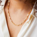 Waterproof Paperclip Link Chain, Women Gold Necklace, Elegant Everyday Wear Jewelry • CHNEC1