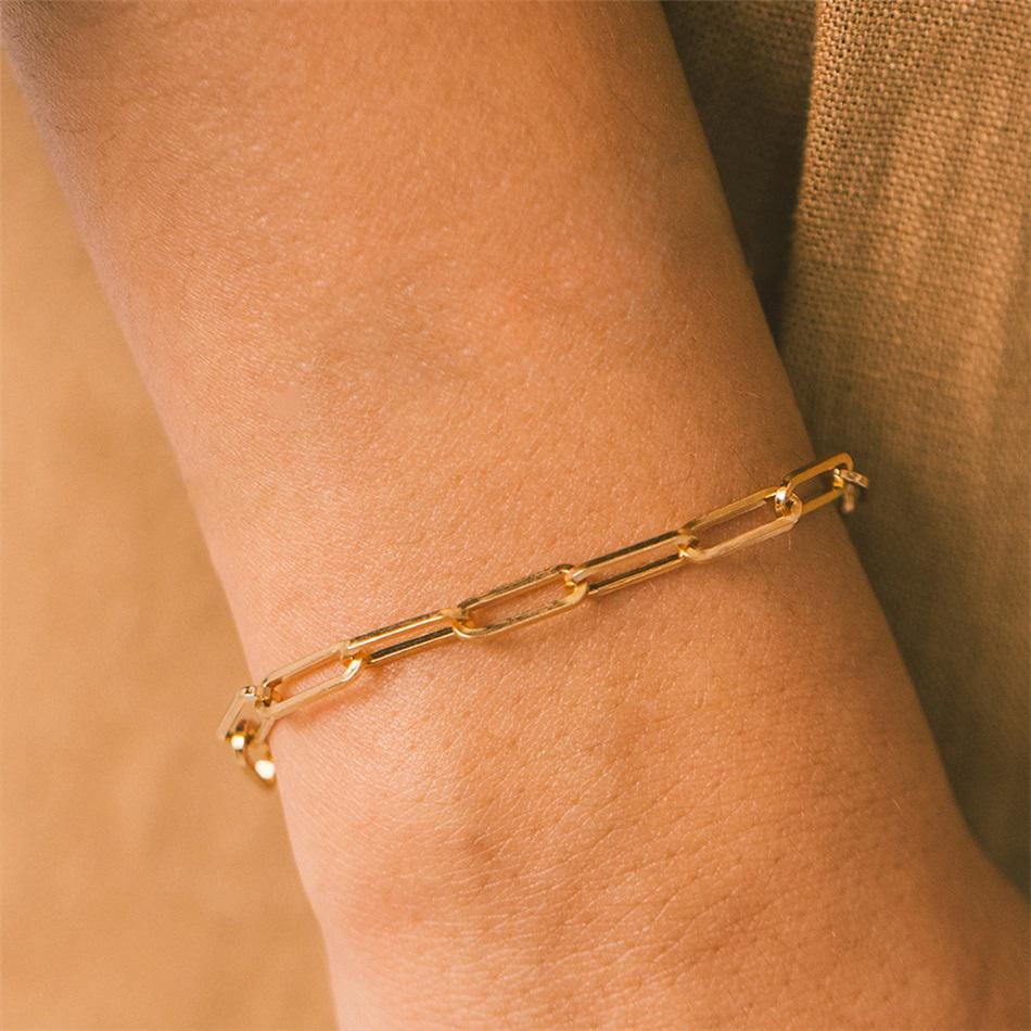 Dainty Paperclip Chain Bracelet: Sterling Silver or Gold Boho Jewelry
